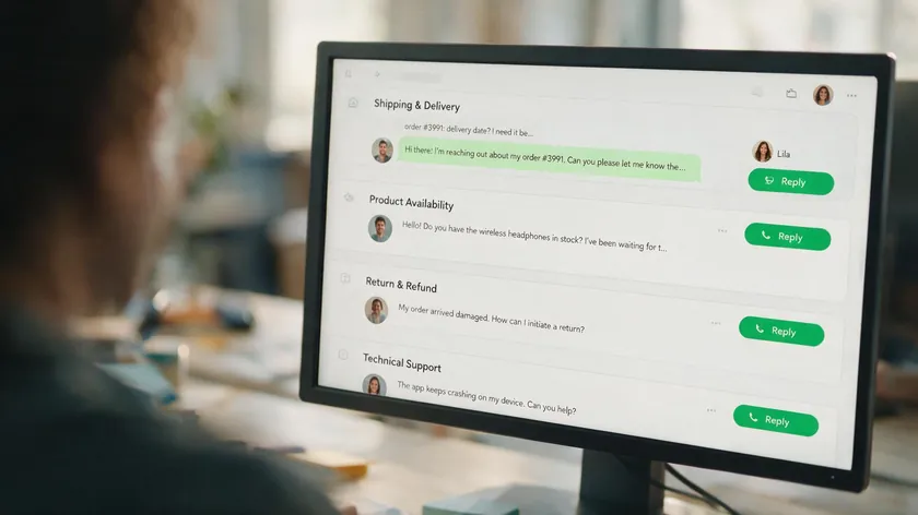 Shared team inbox interface used by a WhatsApp API provider to manage multiple customer conversations