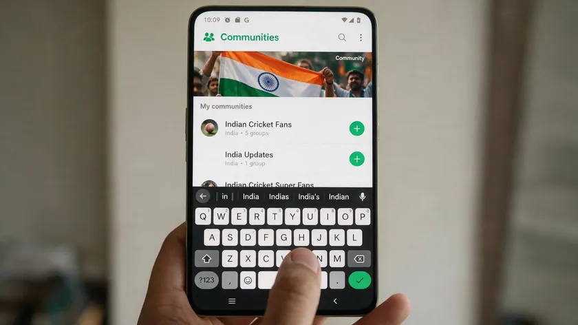 Steps for how to create a WhatsApp community on Android, tapping New Community in the app