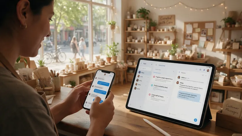 Small business team managing customer support conversations in a shared WhatsApp inbox