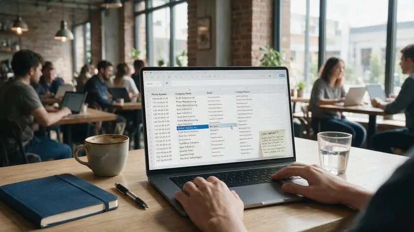 A business owner standardizing phone number and contact fields on a laptop before a WhatsApp CRM integration import.