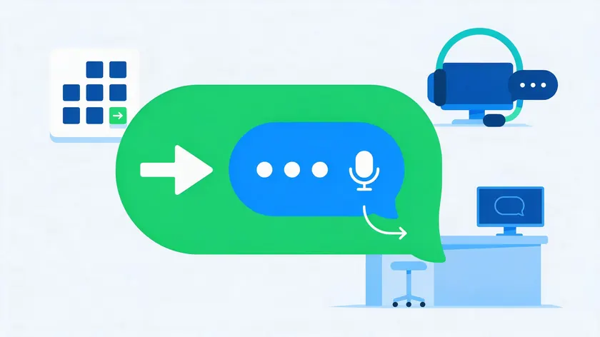 Flat illustration of a WhatsApp for Healthcare chat bubble connecting a clinic's scheduling calendar, call center, and front desk.