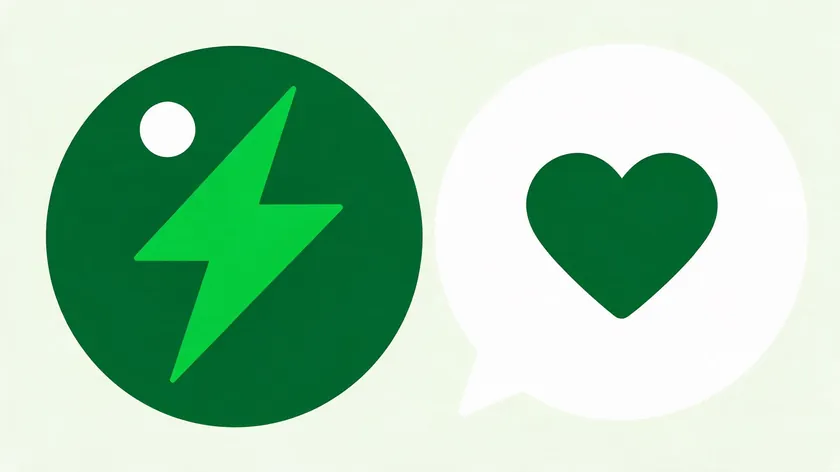 Minimalist lightning bolt and heart icons representing the speed and engagement benefits of a WhatsApp form builder.