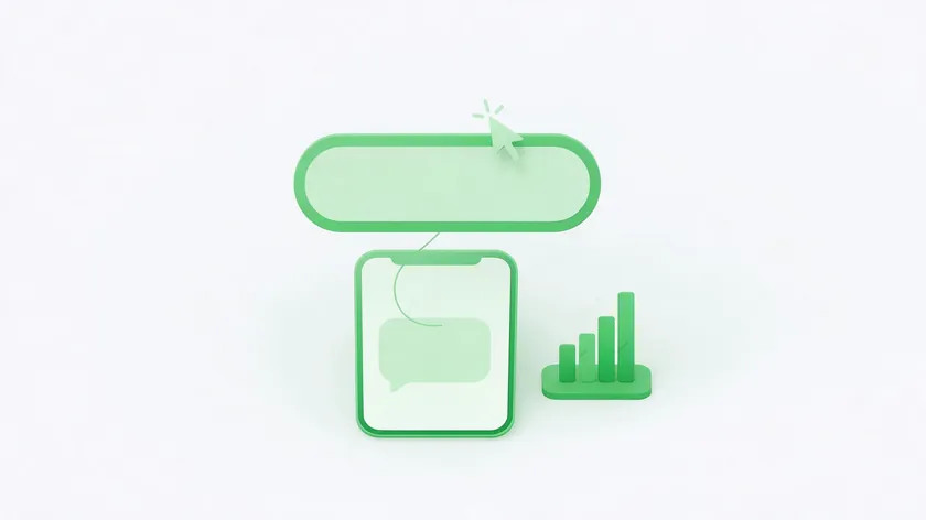 Branded WhatsApp link with a click button and a bar chart of click statistics